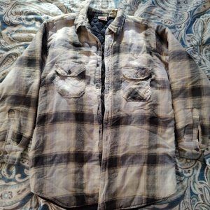 Quilted Plaid Flannel shirt size large white and black